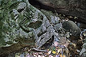 Kbal Spean, called also River of the Thousand Lingam, the riverbed and banks have been graven with linga and various sacred images of hindu divinities 